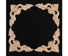 showll 4 Pieza Madera Ornament Armario/Madera Adornos Manualidades Madera Armario Pared Esquina Deko Madera Adornos Hechos a Mano, 8 x 8 cm