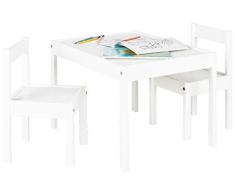 Pinolino Sina - Juego de mesa y 2 sillas infantiles (parcialmente macizo, mesa de 64 x 50 x 46 cm, sillas de 28 x 30 x 51 cm, ideal para manualidades), color blanco