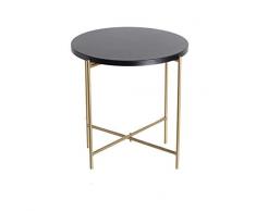 EXPOLAM HOME - Mesa Auxiliar metálica OPORTO de Bandeja Circular Negro y con Patas en Color Dorado