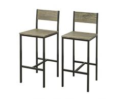 SoBuy®Lote de 2 taburetes con Respaldo,Taburete de Bar, Capacidad hasta 100 Kg,H95cm, FST53X2, ES (FST53X2)