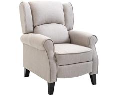 HOMCOM Sillón Relax con Reclinación Manual hasta 160° con Reposapiés Retráctil Esponja de Densidad Tapizado en Arpillera 81x84x105cm