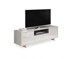 Habitdesign 0G6631BO - Mueble de Comedor TV Moderno, Color Blanco Brillo y Ceniza, Dimensiones 150 cm x 47cm x 41 cm de Fondo
