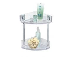 Wenko 22690100 Estantería esquinera Quadro con 2 Pisos/Vacuum Loc – , Acero Inoxidable, Plata/Transparente, 28 x 19.5 x 32,5 cm