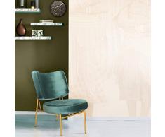 Mc Haus OSHA - Sillón Comedor de color Verde pino, Butaca Salón Tapizado en terciopelo, Asiento Acolchado cómodo y patas de metal color Dorado 43,5x63x76cm