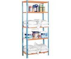 Estantería Metálica Kit Maderclick 5/500 azul-naranja, 1800x900x500, 5 estantes, Simonrack