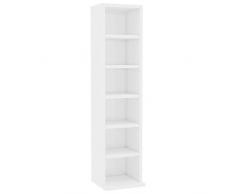 vidaXL Estantería para CDs Aglomerado Mobiliario Colección Música Elegante Práctica Moderna Duradera Resistente Robusta Blanco Brillante 21x16x88cm