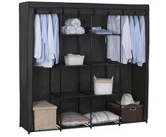 WOLTU SS5024gr XXXL Armario de Tela para Ropa, con Partición Interior de DIY, 174x46x169 cm (Gris)