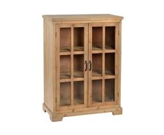 DRW Vitrina con 2 Puertas de Madera de Abeto y Cristal en Natural 80x36x110cm