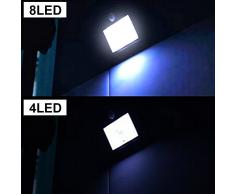 Mpow, Lámpara Solar 8 LED, de Pared, Impermeable con Sensor de Movimiento, Luz Solar al Aire Libre, Foco LED Exterior para Casa, Camino, Escaleras