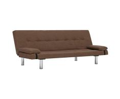 Nishore Sofá Cama Versátil con 2 Almohadas, 3 Posiciones Ajustables, Cuero Sintético Marrón 168 x 77 x (61,5/64 / 66) cm