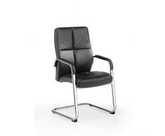 Sillón de Confidente Ecopiel Negra DRACO, Reposabrazos Tapizados en Ecopiel