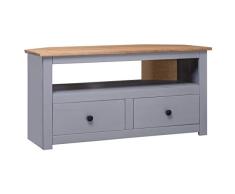 vidaXL Mueble Esquinero TV Madera Pino Tipo Panamá Mobiliario Duradero Robusto Resistente Práctico Funcional Elegante Moderno Útil Gris 93x55x49cm