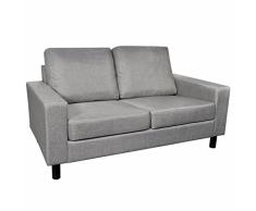 vidaXL Sofá 2 Plazas Lounge Cama Asiento para Salón Oficina Mueble Gris Claro