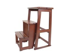 SCDXJ Escalera De Tijera Plegable Taburete De Madera De 3 Escalones Escaleras De Madera De Cocina Taburetes Pequeños De Pie,Brown