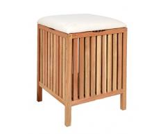 ts-ideen Cesta para la ropa taburete con cojín asiento de madera de nogal para baño pasillo sauna color marrón natural