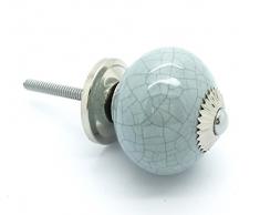 G Decor - Juego de 8 pomos de cerámica para puertas de armario y cajones en color gris y blanco de estilo vintage