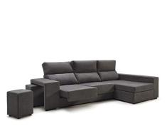 CAMBIA TUS MUEBLES - Sofá ChaiseLongue con arcón Marte, 3 plazas Color Gris (chaiselongue Lado Derecho)