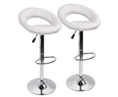 IntimaTe WM Heart Set de 2 x Taburetes de Bar Cuadrado y Moderno, Cuero de PU Telesilla con Respaldo Medialuna Altura Ajustable Giratoria para Bar Cocina (Blanco)