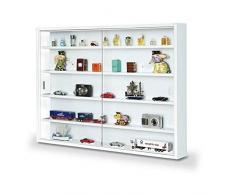 Inter Link Simply Vitrina de madera MDF y vidrio, Blanco, 80 x 9.5 x 60 cm