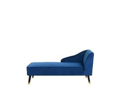 Beliani Chaise Longue en Terciopelo Azul Cobalto ALSVAG