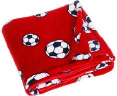 Playshoes Fleece-Decke Fußball Manta de lana, Rojo (rot 8), única para Bebés