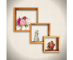 Parte superior Home Solutions® Set de 3 Conectado cubo flotante de madera montado en la pared estantes CD DVD libro de almacenamiento estante de exhibición