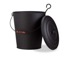Relaxdays Cubo para Cenizas de Chimenea con Tapa y Asa, Hierro, Negro, 35.5x35.5x43 cm