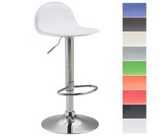 CLP Taburete Lana V2 de Cuero PU I Taburete de Bar Regulable en Altura & Giratorio I Taburete de Cocina con Respaldo I Color: Blanco
