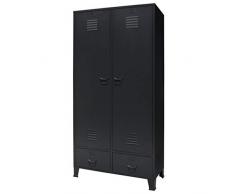 tidyard Armario de Metal Armario Archivador de Oficina Armario de Oficina Mueble Archivador con 2 Puertas y 2 Cajones,Estilo Industrial,90x40x180cm Negro