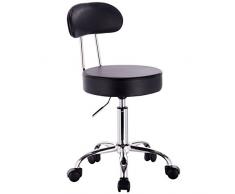 WOLTU BH34sz-1 Taburete de Trabajo de 1 Pieza Giratorio Taburete de Silla giratoria Silla de Oficina con Respaldo de Altura Regulable en Negro