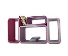 Cube Tablero DM Reforzada diseño Retro Conjunto de 4 estantería Estante de Pared Decorativo XXL DM Cubos Estante Colgante para CDs y DVDs Lounge Cubos Z001 (Morado)