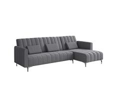 Comfort Products SelectionHome - Sofa Chaise Longue, Convertible en Cama, Reversible, Modelo Milano, Acabado en Gris Claro a Rayas, Medidas: 267 cm (Largo) x 137 cm (Fondo) x 88 cm (Alto)