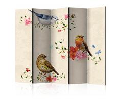 murando - BIOMBO Vintage Pájaros Flores 225x172 cm - de impresión Unilateral en el Lienzo de TNT de Calidad Premium - 100% Opaco - Foto Biombo - Biombo Decorativo para Interiores - Natur g-B-0064-z-c
