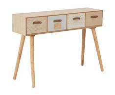 UnfadeMemory Mesa Consola Recibidor de Entrada,Mesa Alta Cocina,Mesa de Entrada,Mueble Auxiliar,Decoración de Hogar,Estilo Rústico,con 4 Cajones,Madera Maciza de Pino,110x30x75cm