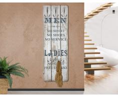 WTD mantiburi No.RS181 - Perchero decorativo para pared (tablero de madera DM, diseño con las palabras en inglés "Men" y "Ladies")