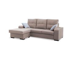 Mueble Sofa ChaiseLongue, MONTADO DE FABRICA, 3 plazas, Color Beige, cheslong Chaise Longue ref-70