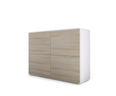 Cómoda Rova, Cuerpo en Blanco Mate/Puertas en Roble áspero