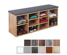 RICOO WM033-EW-A, Banco Zapatero, 104x49x30cm, Armario Interior con Asiento, Organizador Zapatos, Mueble recibidor, Perchero, Madera Roble marrón
