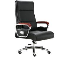 Cuero negro jefe silla silla de la computadora principal asiento reclinable oficina sillón de masaje del cuero Estudio silla de la escritura de elevación habitación Butaca giratoria (silla de piel de