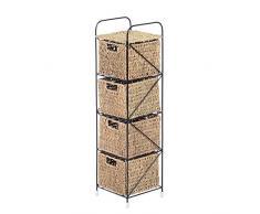 HOMCOM Estanteria Metal Estantes 20x20x78cm 4 Cajones Cesta Mimbre Almacenamiento Nuevo