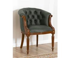 SIMONE GUARRACINO LUXURY DESIGN Sillón Isabelle Estilo Vittoriano butaca Color Nogal Eco-Piel Verde Vintage