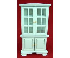 Casa de muñecas Gabinete de esquina Vitrina Madera Muebles diferentes Colores Miniaturas 1:12 - Blanco