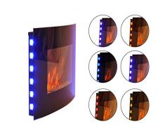 Chimenea Electrica de Pared 65x11,4x52cm 900/1800W Llama LED Estufas Electricas + Mando (Tipo 6)