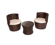 DISTRIGAL.SL HomeSouth - Conjunto de Mesa Baja Redonda y Dos sillas de jardín, Mesa de Centro Fija, Mueble de Exterior, Modelo Argentina, Medidas Mesa: 50 cm (diámetro) x 41,5 cm (Alto)