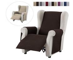 textil-home Funda Cubre Sillón Relax Adele, Tamaño 1 Plaza -Protecto Sofá Acolchado Reversible. Color Marrón
