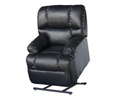 Deluxe - Sillón Relax Masaje Elevador Levanta Personas Reclinable Eléctrico - Calor Lumbar - para Personas Mayores O Movilidad Reducida - Polipiel De Máxima Calidad | Negro