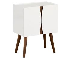 Marca Amazon - Rivet - Cómoda lacada con acabados en madera, 60 cm de largo (blanco brillante y madera)