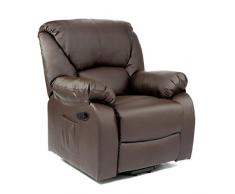 ECODE Sillón de Masaje Relax Monaco, 10 Vibromotores Ondulantes, Reclinación 160º, Función Calor, Programas Auto, Vibro Ondulación, A++, ECO-8590 (Marrón)