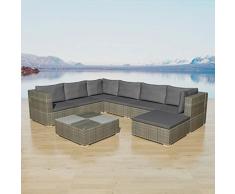 vidaXL Conjunto de Sofás de Jardín Exterior 24 Piezas de Ratán Sintético Gris