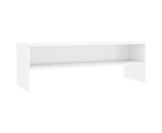 vidaXL Mueble TV Estante Mesa Baja Televisión Aparador Televisor Módulo Diseño Simple Compartimento Salón Comedor Habitación Aglomerado Blanco Brillo